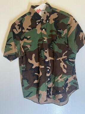 Polo Ralph Lauren Short-Sleeve Camo Button-Down Shirt - Green/Brown/Black